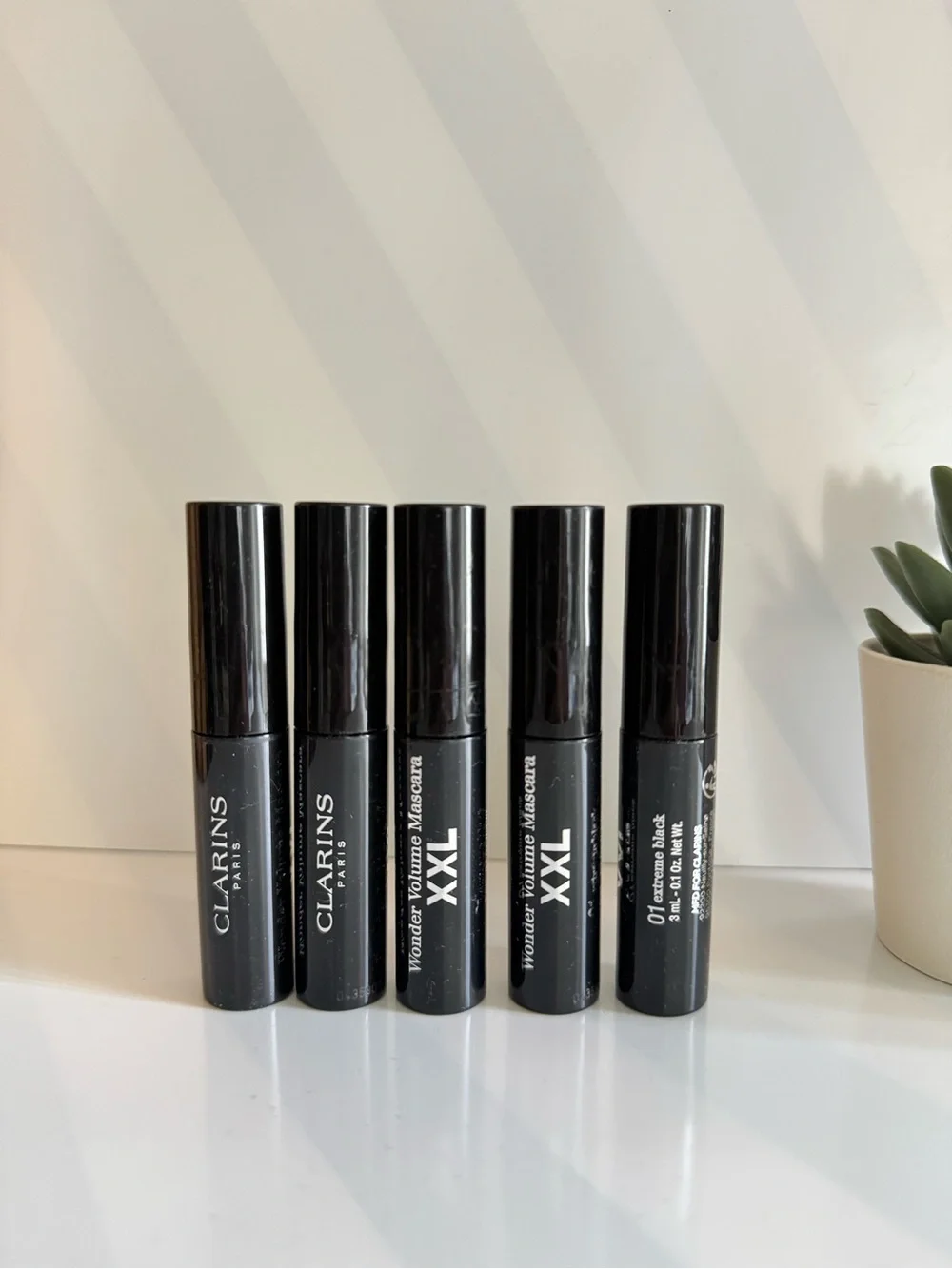 5x Clarins Wonder Volume Mascara XXL - Long Wear Volumizing Mascara Black 0.1oz
